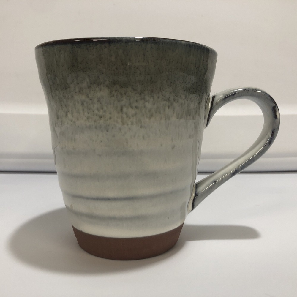 SANGO Stoneware Coffee Mug Gray White‎ Terra Cotta Pattern 4.5x4" Tea Cocoa